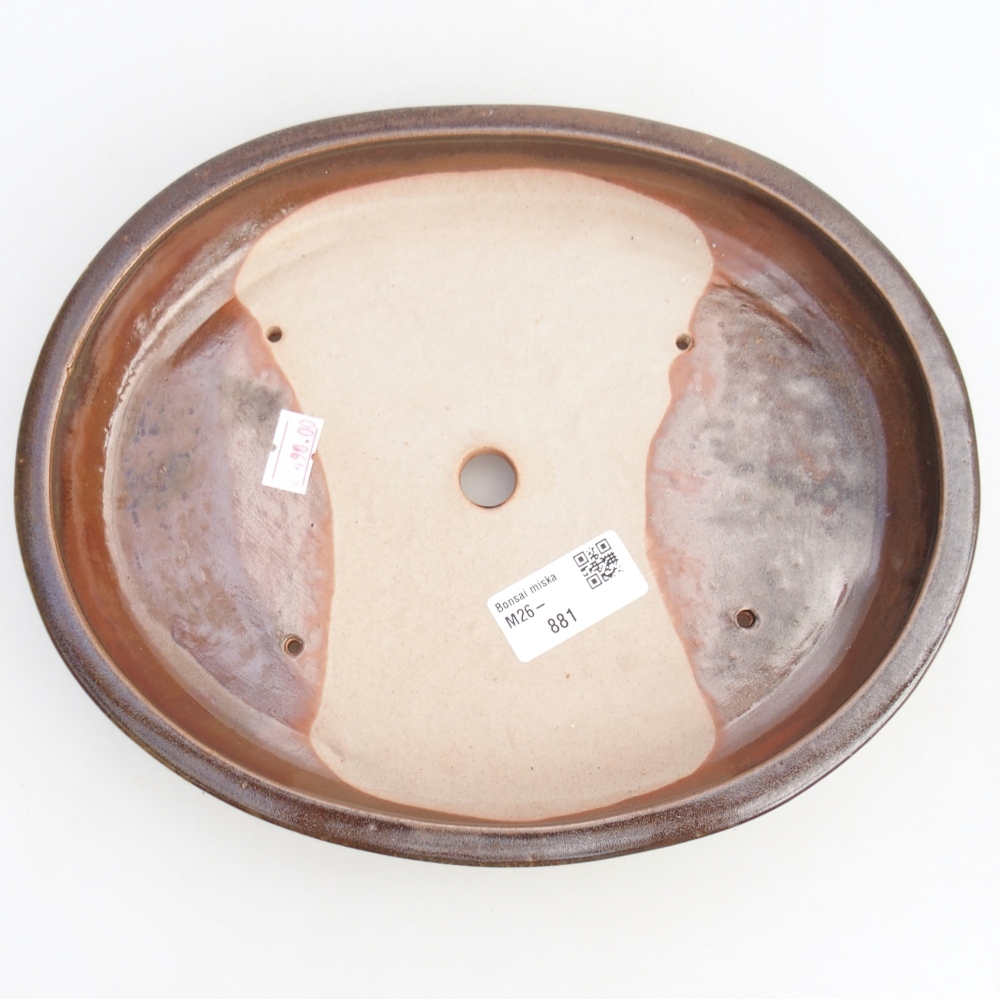Keramická miska na bonsaje 24,5 x 20 x 4 cm, hnedá