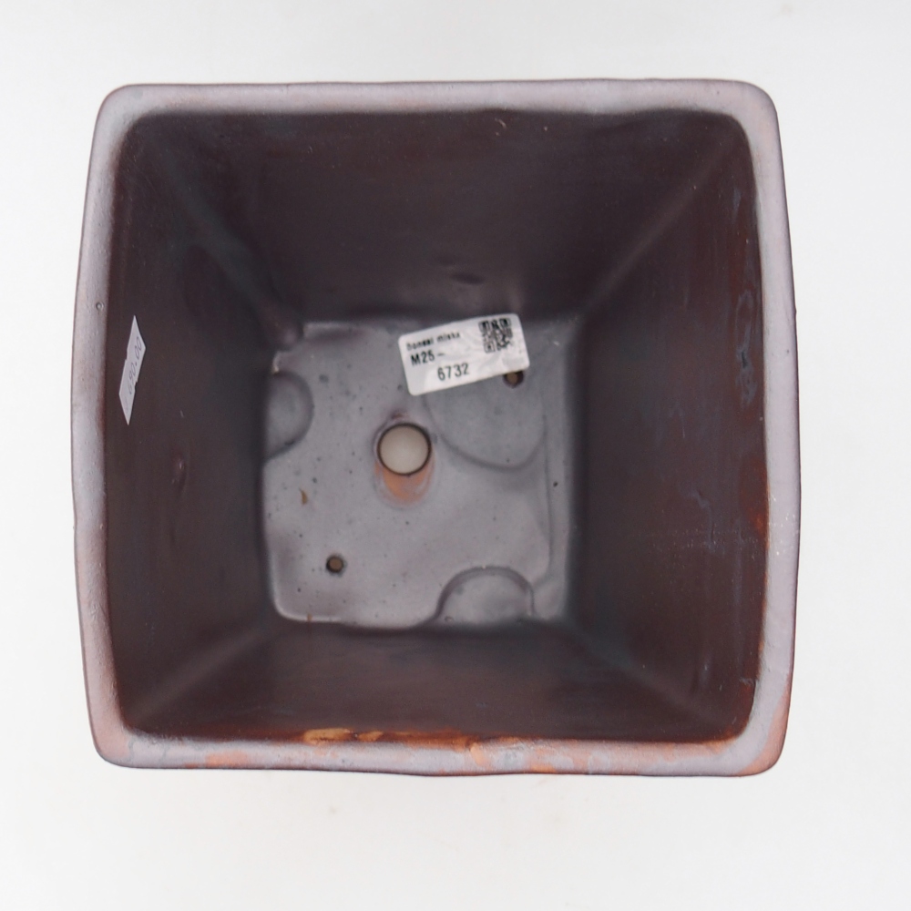 Keramická bonsajová miska 15 x 15 x 19,5 cm, farba kovu