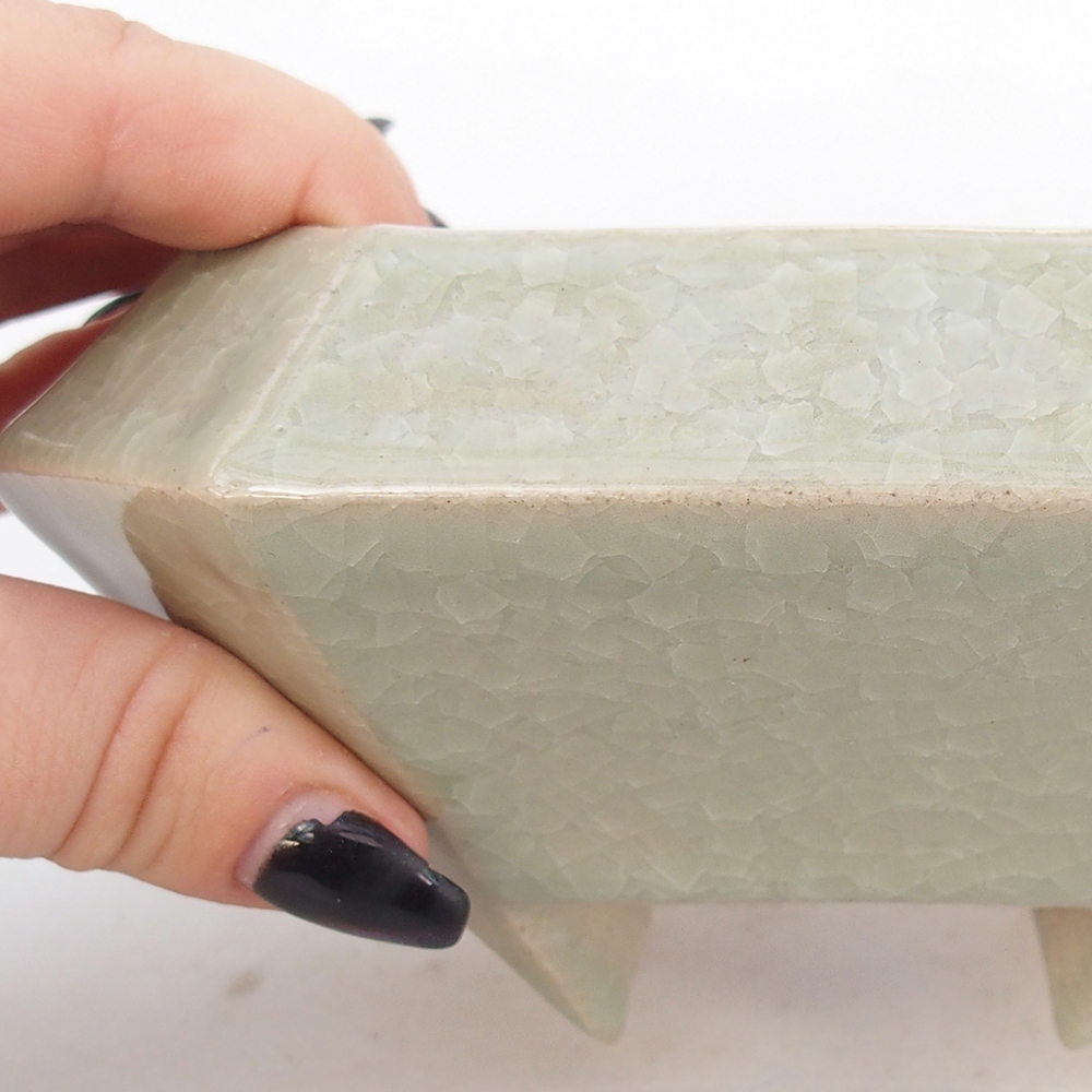 Keramická miska na bonsaje 13,5 x 13,5 x 7,5 cm, zelená