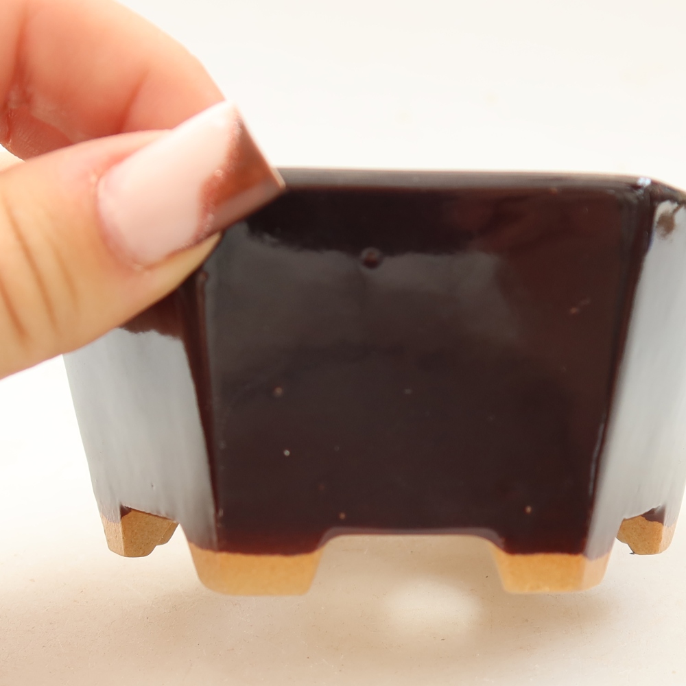 Keramická miska na bonsaje 10 x 9 x 5 cm, hnedá