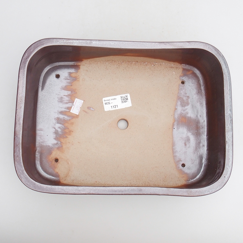 Keramická miska na bonsaje 27,5 x 20 x 7 cm, farba bordová