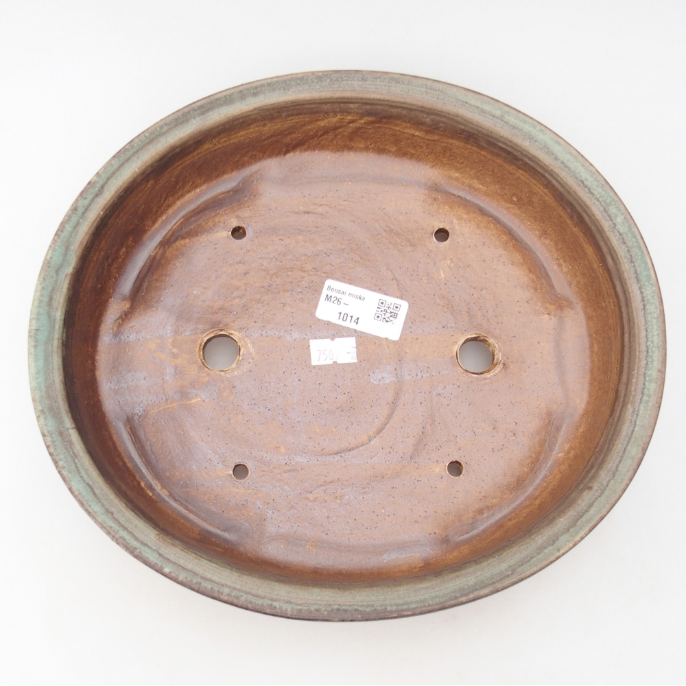 Keramická bonsajová miska 26 x 23,5 x 5,5 cm, zelená