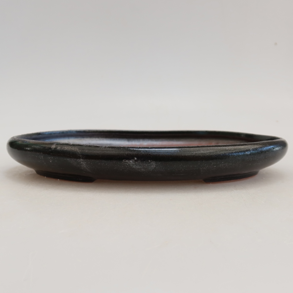 Keramická miska na bonsaje 22,5 x 16,5 x 3 cm, farba: kovovo-zelená