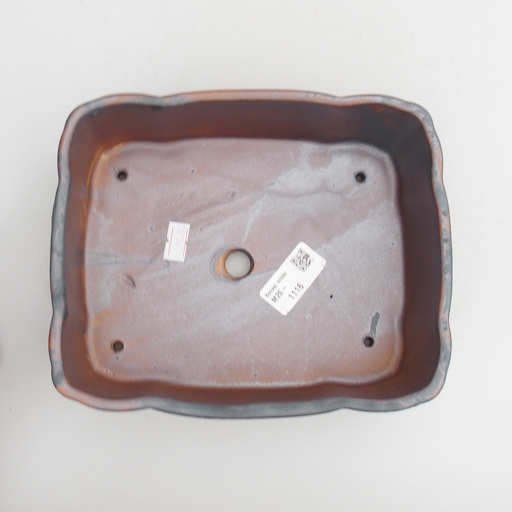 Keramická miska na bonsaje 20 x 17 x 7 cm, farba kovu