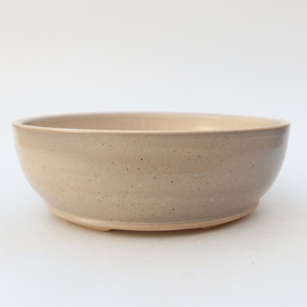 Keramická miska na bonsaje 19,5 x 19,5 x 6,5 cm, farba béžová