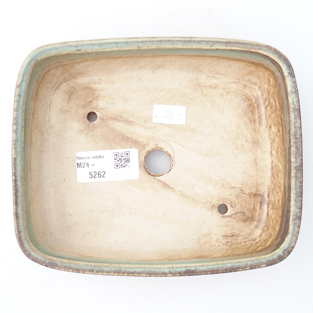 Keramická bonsai miska 17,5 x 14 x 4,5 cm, farba zelená