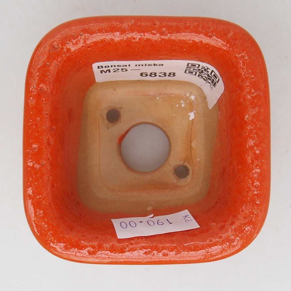 Keramická miska na bonsaje 6,5 x 6,5 x 5 cm, oranžová