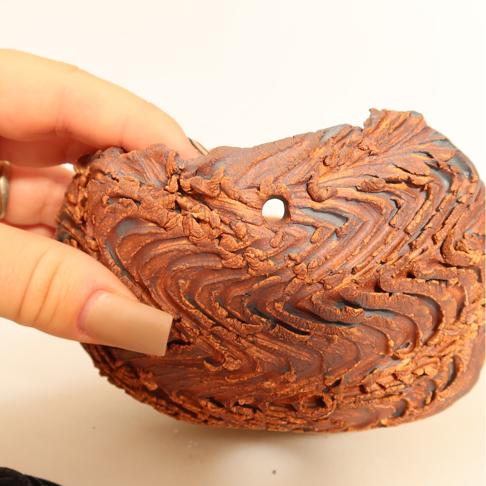 Keramická škrupina na kokedamu 12 x 12 x 7,5 cm, farba hnedá