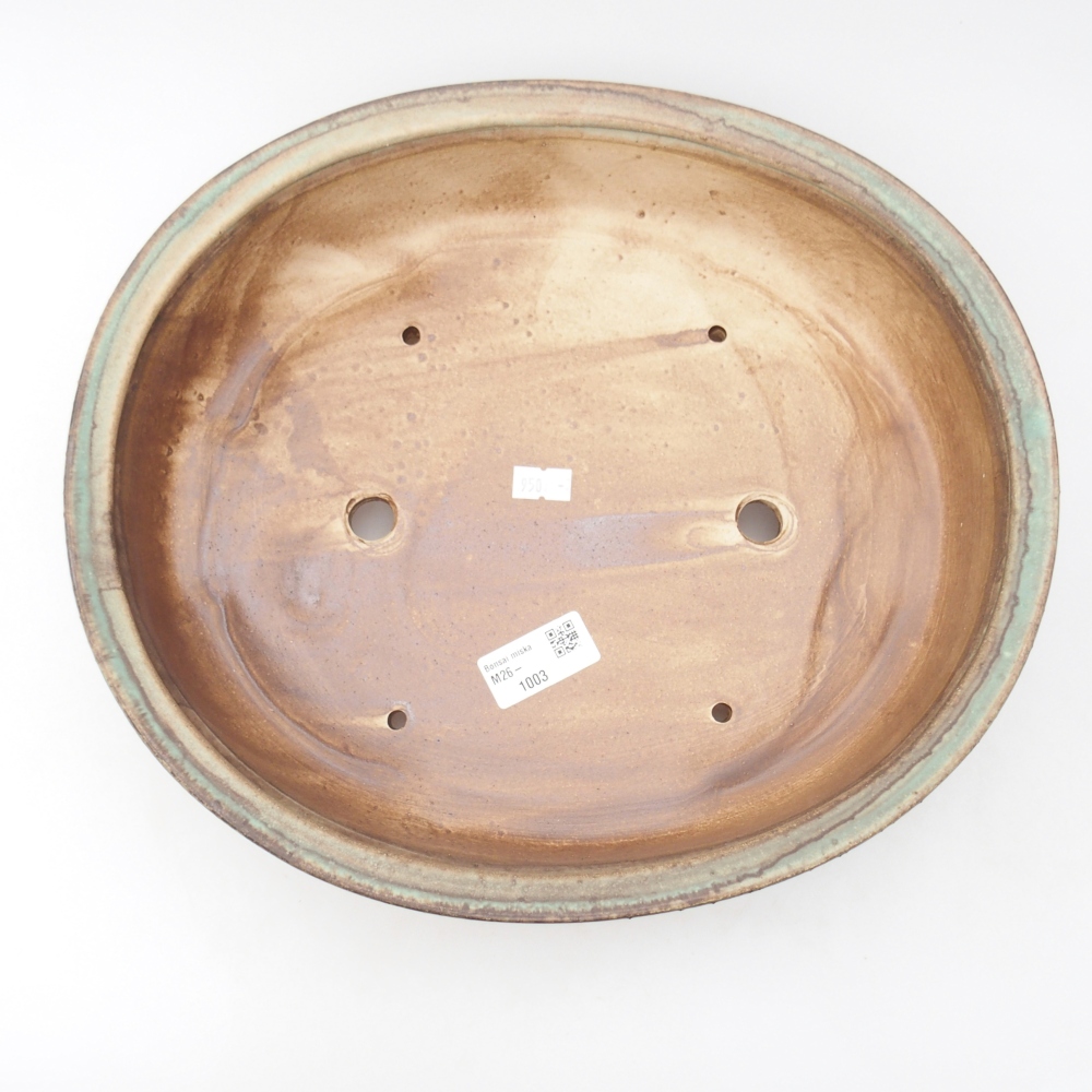 Keramická miska na bonsaje 32,5 x 28,5 x 7 cm, zelená