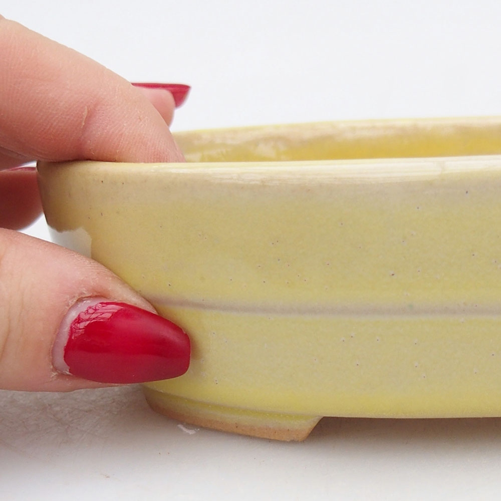 Keramická miska na bonsaje 13,5 x 10,5 x 4 cm, žltá