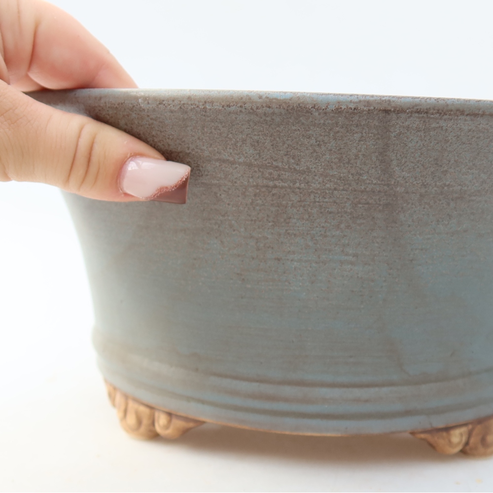 Keramická miska na bonsaje 24,5 x 24,5 x 11,5 cm, farba modrá