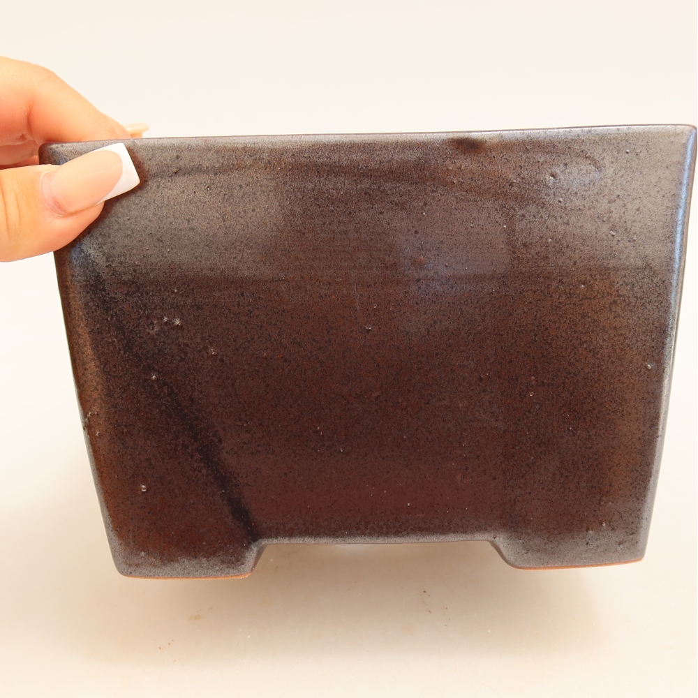 Keramická miska na bonsaje 15 x 15 x 10,5 cm, farba kovu