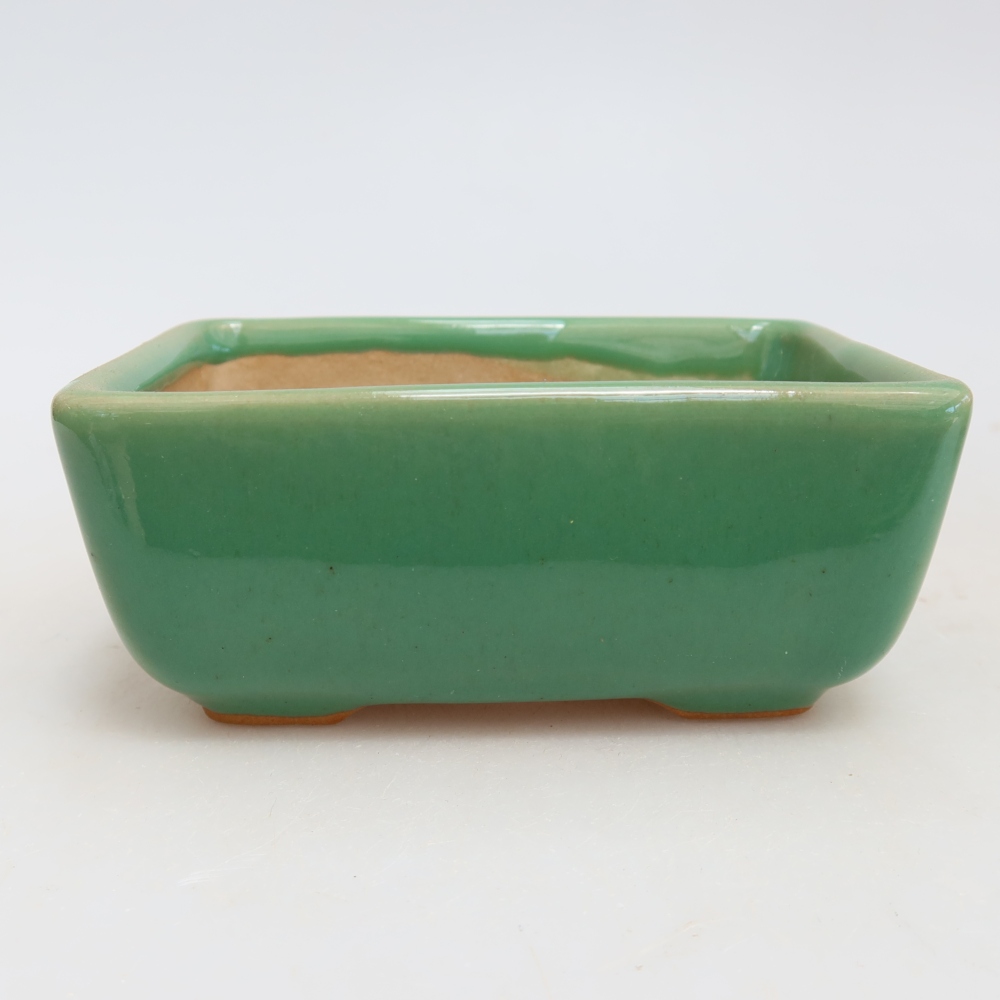 Keramická miska na bonsaje 10,5 x 7 x 4,5 cm, farba zelená