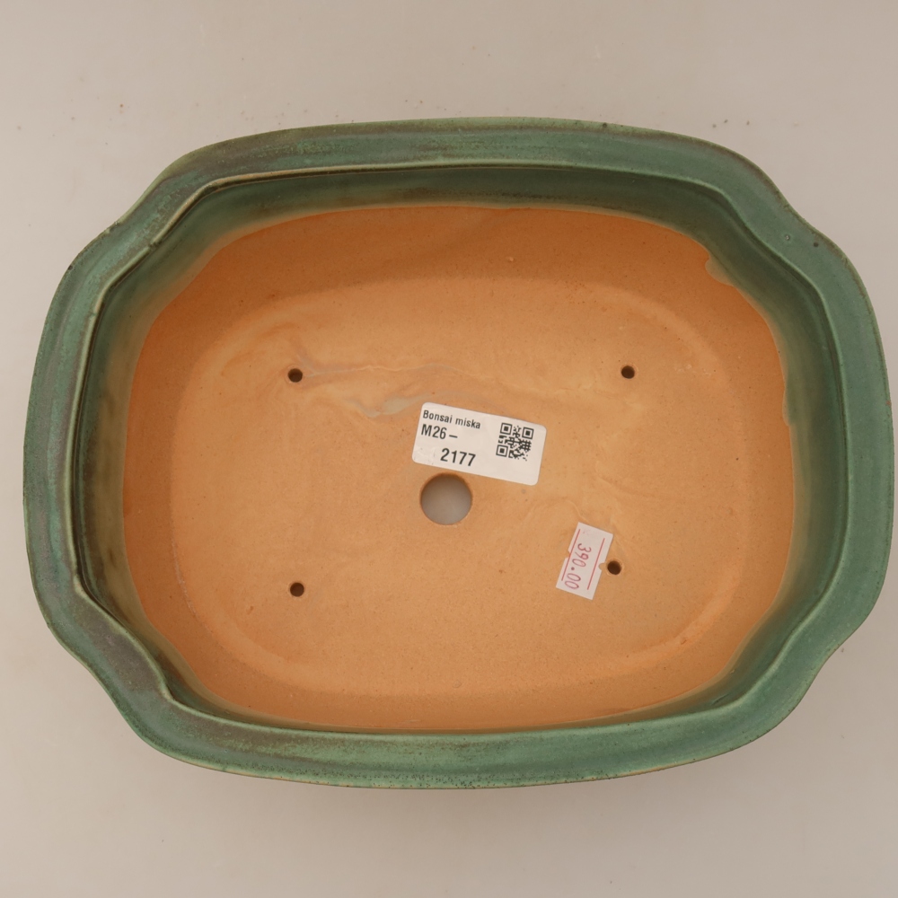Keramická miska na bonsaje 22,5 x 17,5 x 7,5 cm, farba zelená