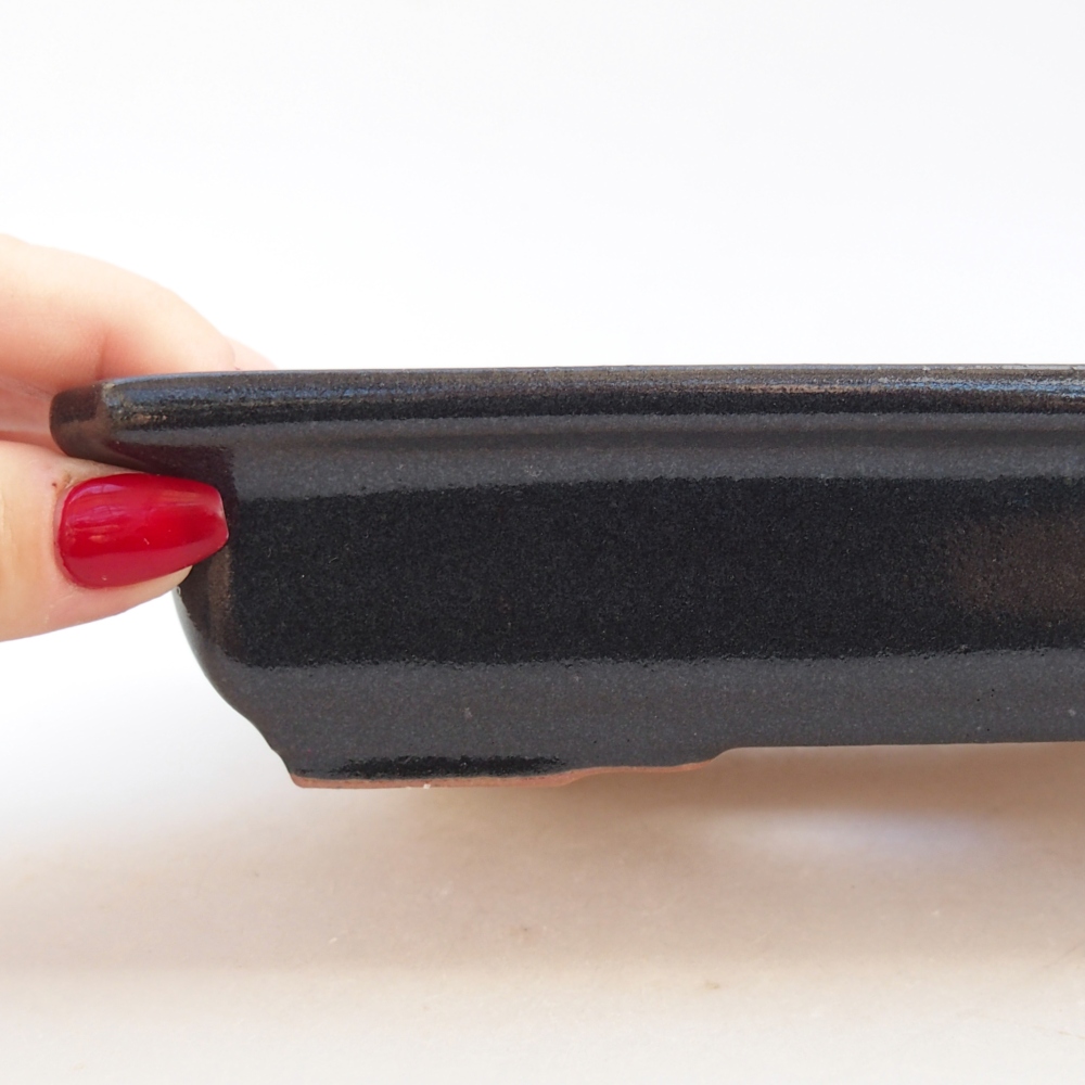 Keramická miska na bonsaje 18 x 13,5 x 4 cm, čierna