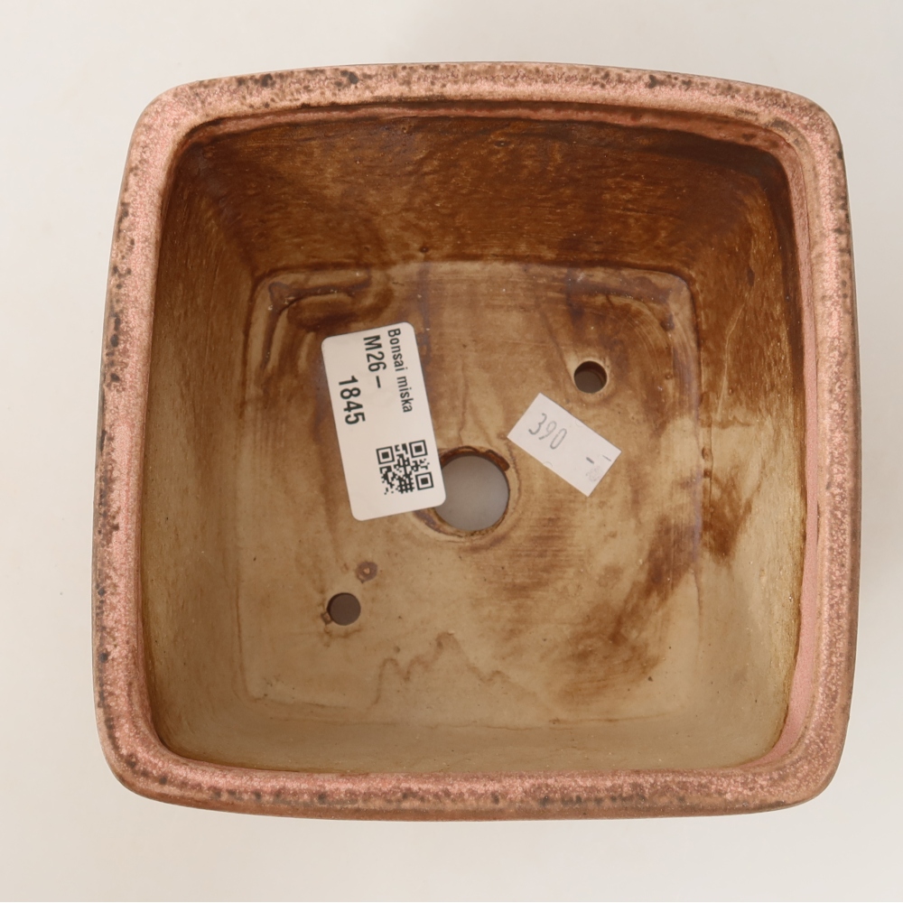 Keramická miska na bonsai 13 x 13 x 8 cm, farba ružová