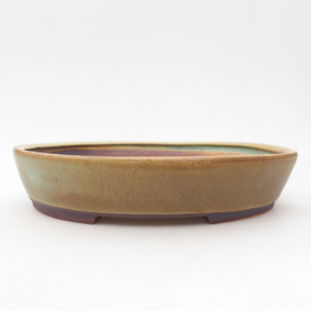 Keramická bonsajová miska 22,5 x 20 x 4,5 cm, zelená