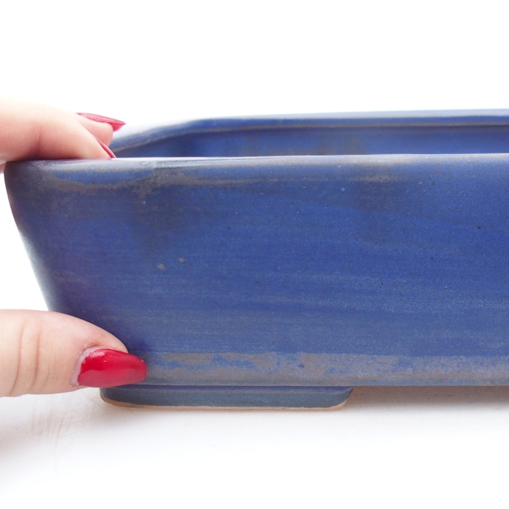 Keramická miska na bonsaje 26,5 x 20 x 6,5 cm, farba modrá