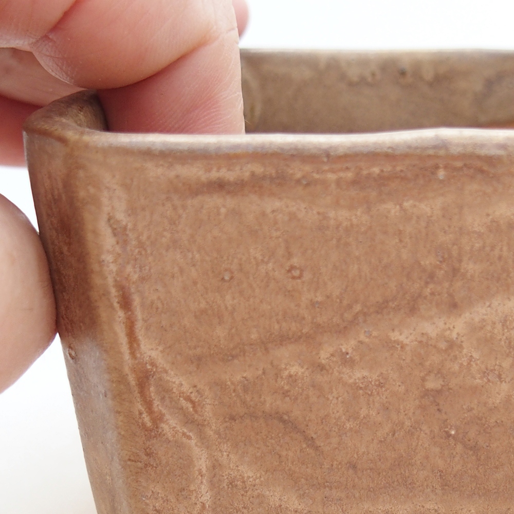 Keramická miska na bonsaje 9 x 9 x 7 cm, farba béžová