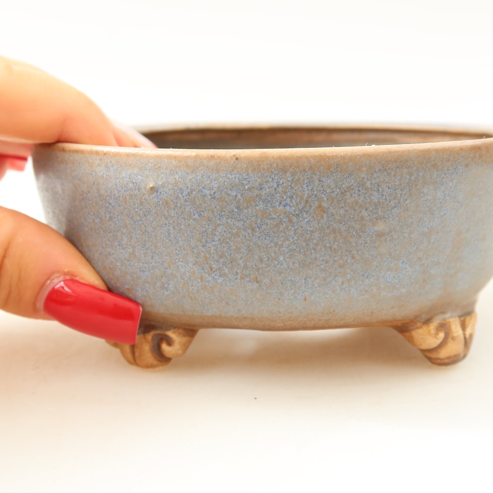 Keramická miska na bonsai 10,5 x 10,5 x 4 cm, farba: modrá