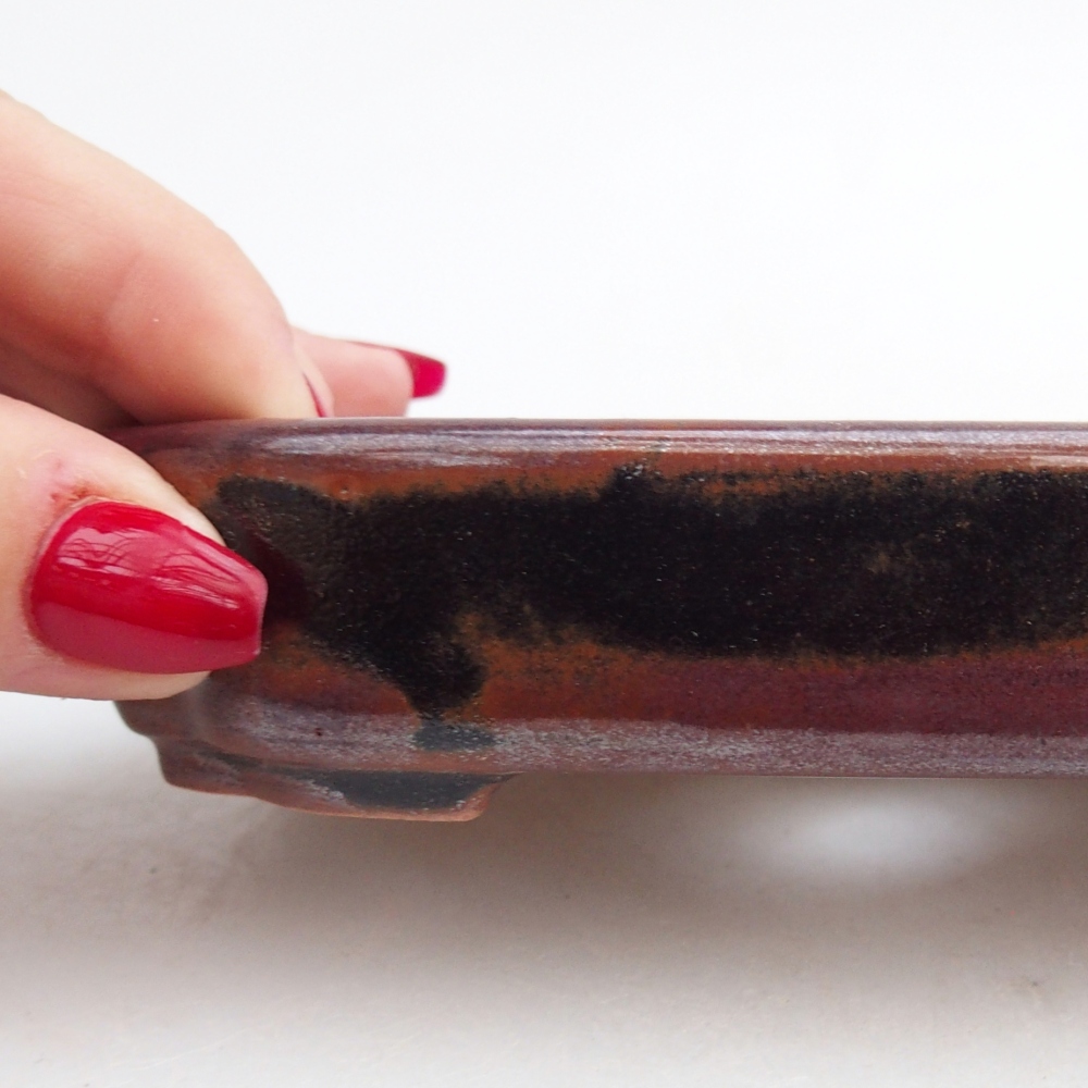 Keramická miska na bonsaje 13 x 9 x 3 cm, hnedá