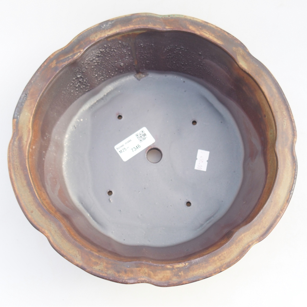 Keramická miska na bonsaje 26 x 26 x 8,5 cm, hnedá