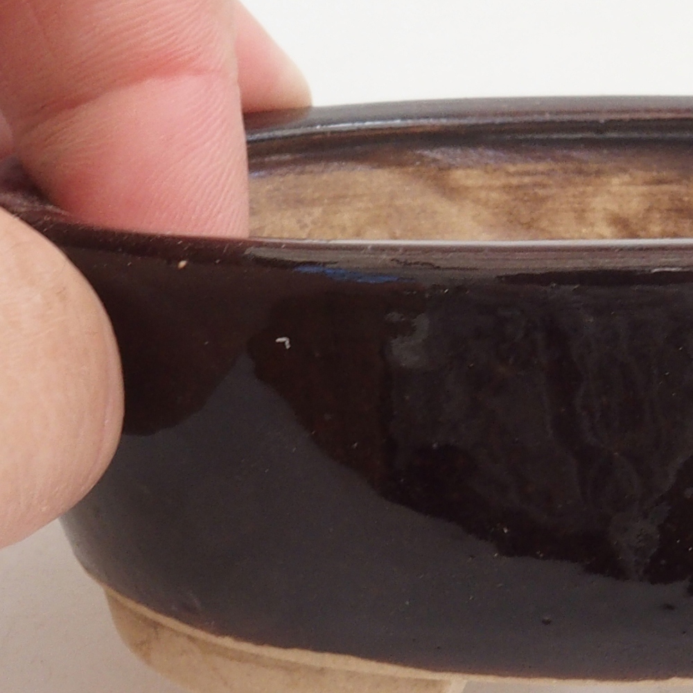Keramická bonsai miska 9,5 x 8 x 3 cm, farba hnedá
