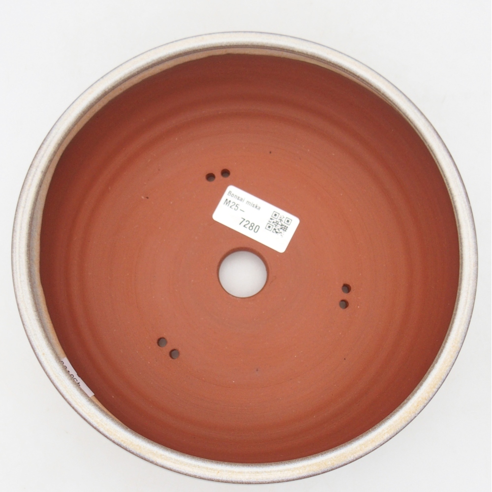 Keramická miska na bonsaje 19,5 x 19,5 x 6,5 cm, farba béžová