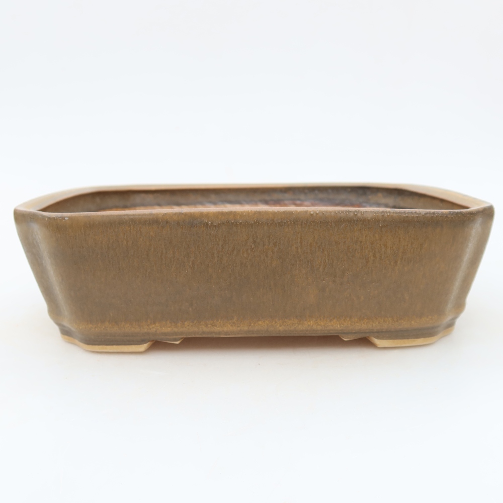 Keramická miska na bonsaje 21,5 x 18 x 6 cm, farba hnedá