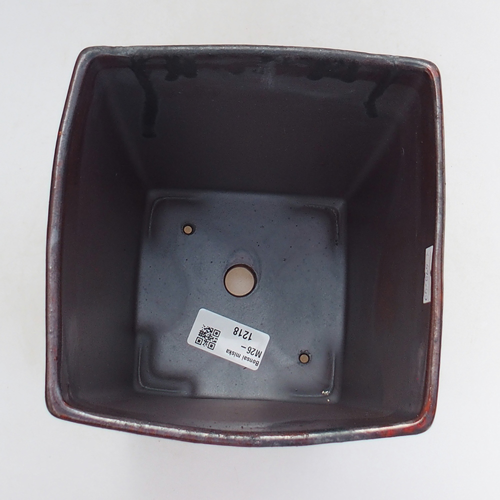 Keramická bonsajová miska 15 x 15 x 19 cm, farba červená