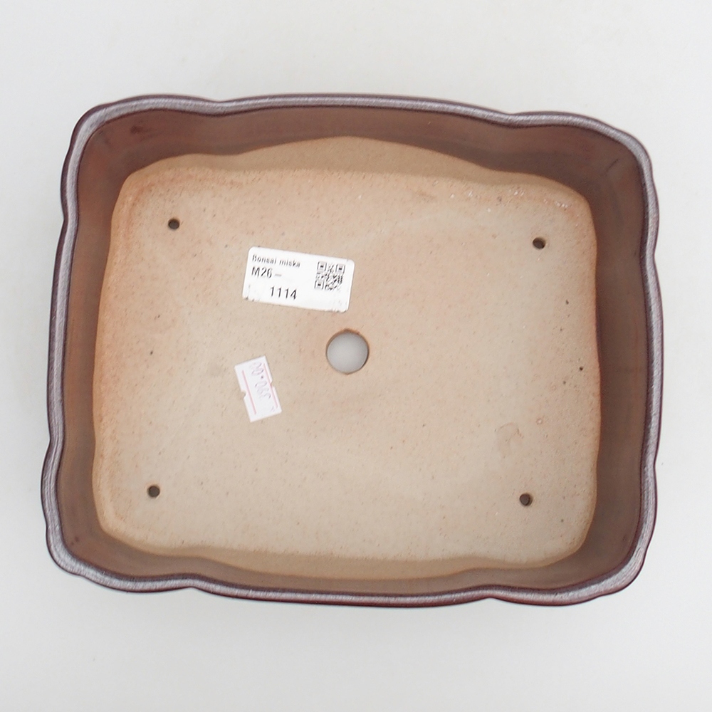 Keramická miska na bonsaje 20 x 17 x 7 cm, bordová