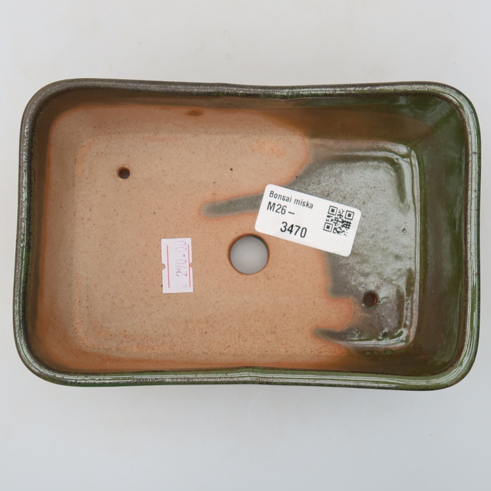 Keramická miska na bonsai 16 x 10,5 x 5,5 cm, farba zelená
