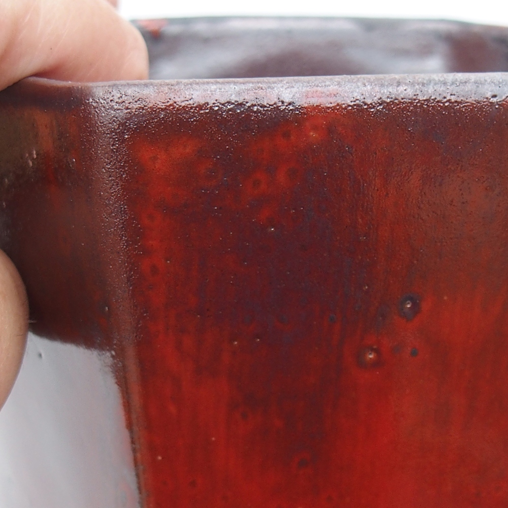 Keramická bonsajová miska 13 x 11,5 x 17 cm, farba červená