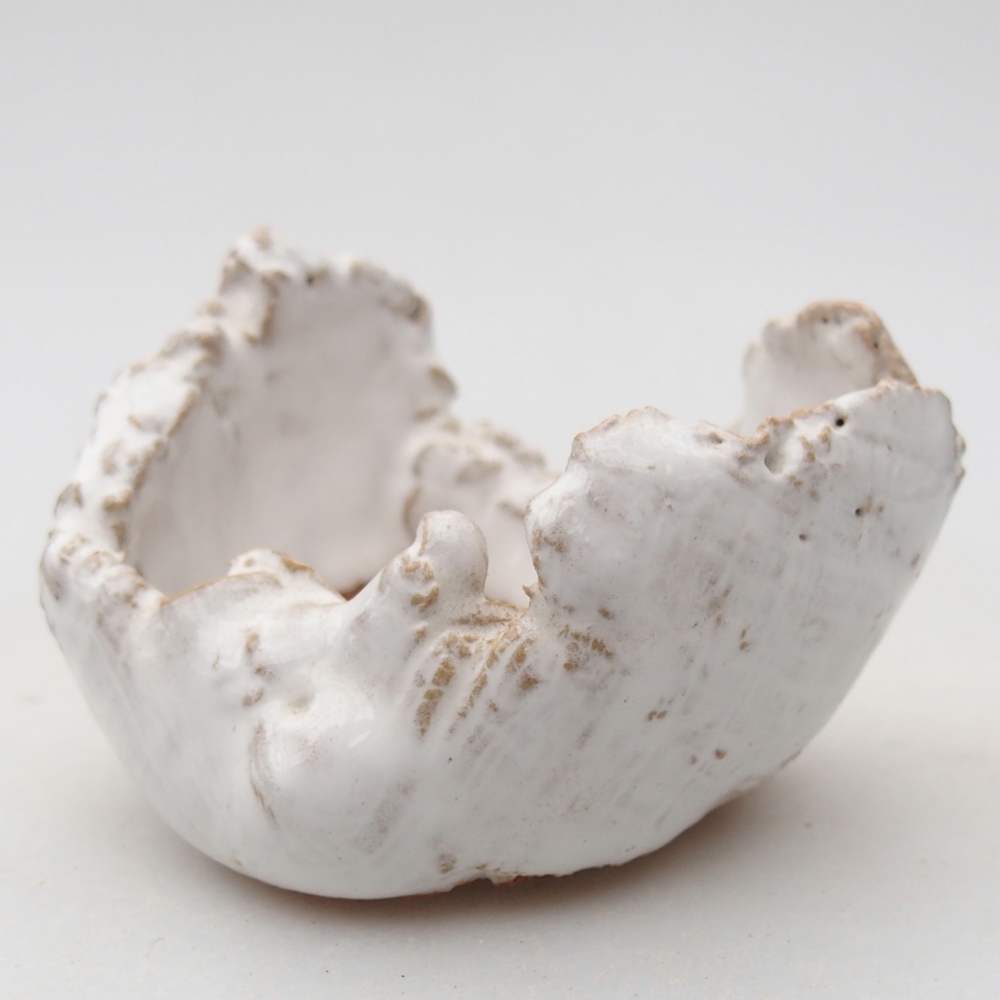 Keramická mušľa 7 x 6,5 x 5 cm , farba biela
