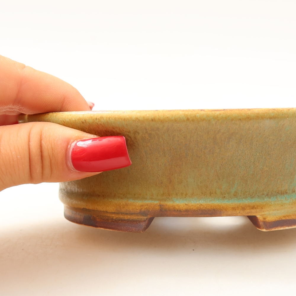 Keramická miska na bonsaje 14,5 x 13 x 4 cm, farba zelená