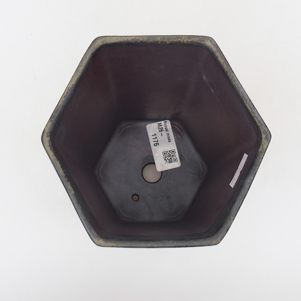 Keramická bonsajová miska 13 x 11,5 x 17 cm, zeleno-šedá