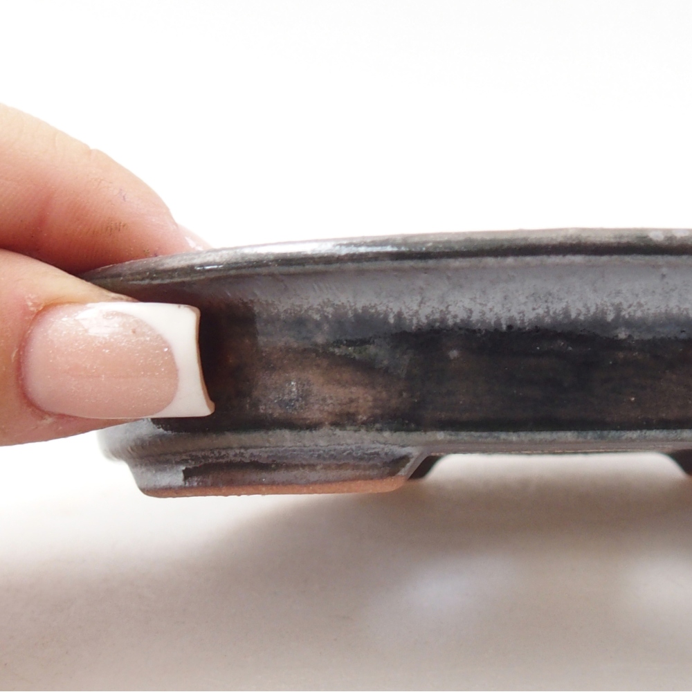 Keramická miska na bonsaje 12,5 x 10,5 x 2 cm, zelená metalíza