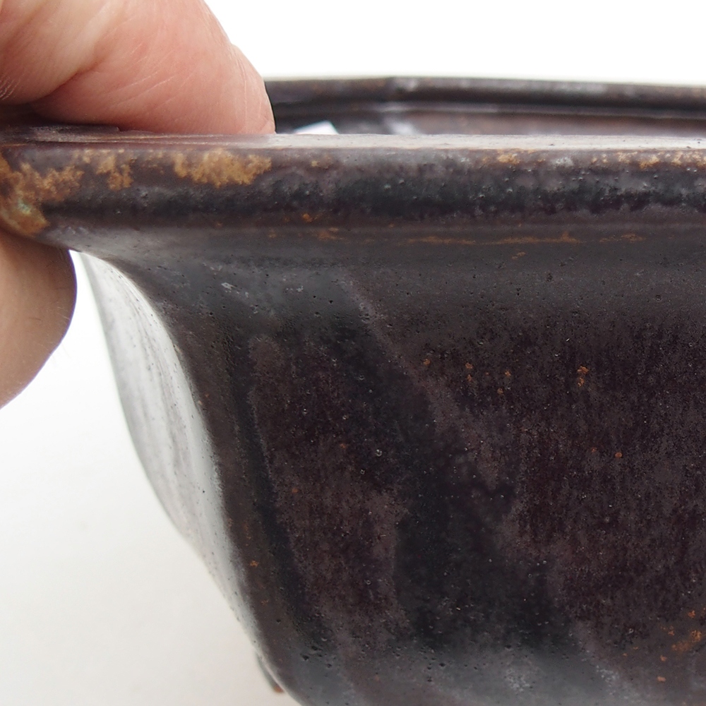 Keramická bonsajová miska 18 x 16 x 9 cm, farba kovu