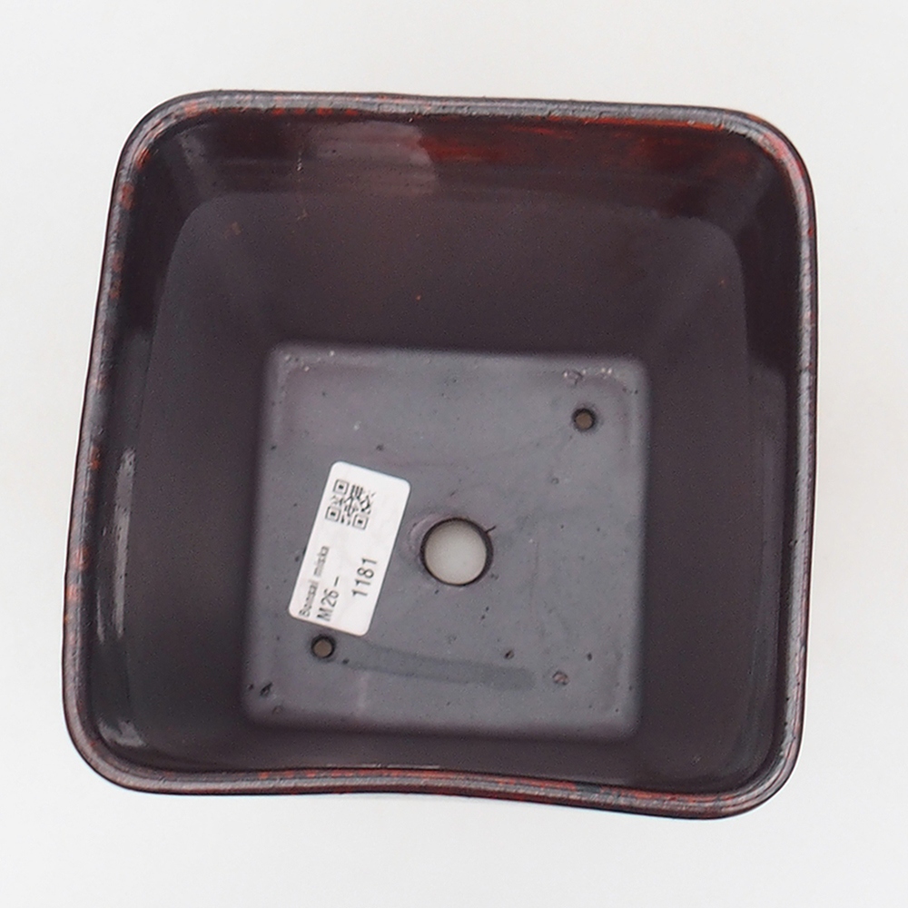 Keramická bonsajová miska 14 x 14 x 15 cm, farba červená