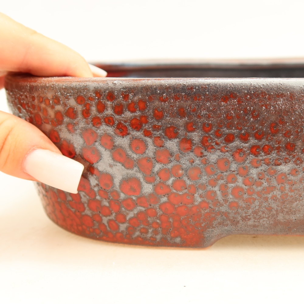 Keramická miska na bonsaje 32 x 24,5 x 6,5 cm, farba: kovovočervená