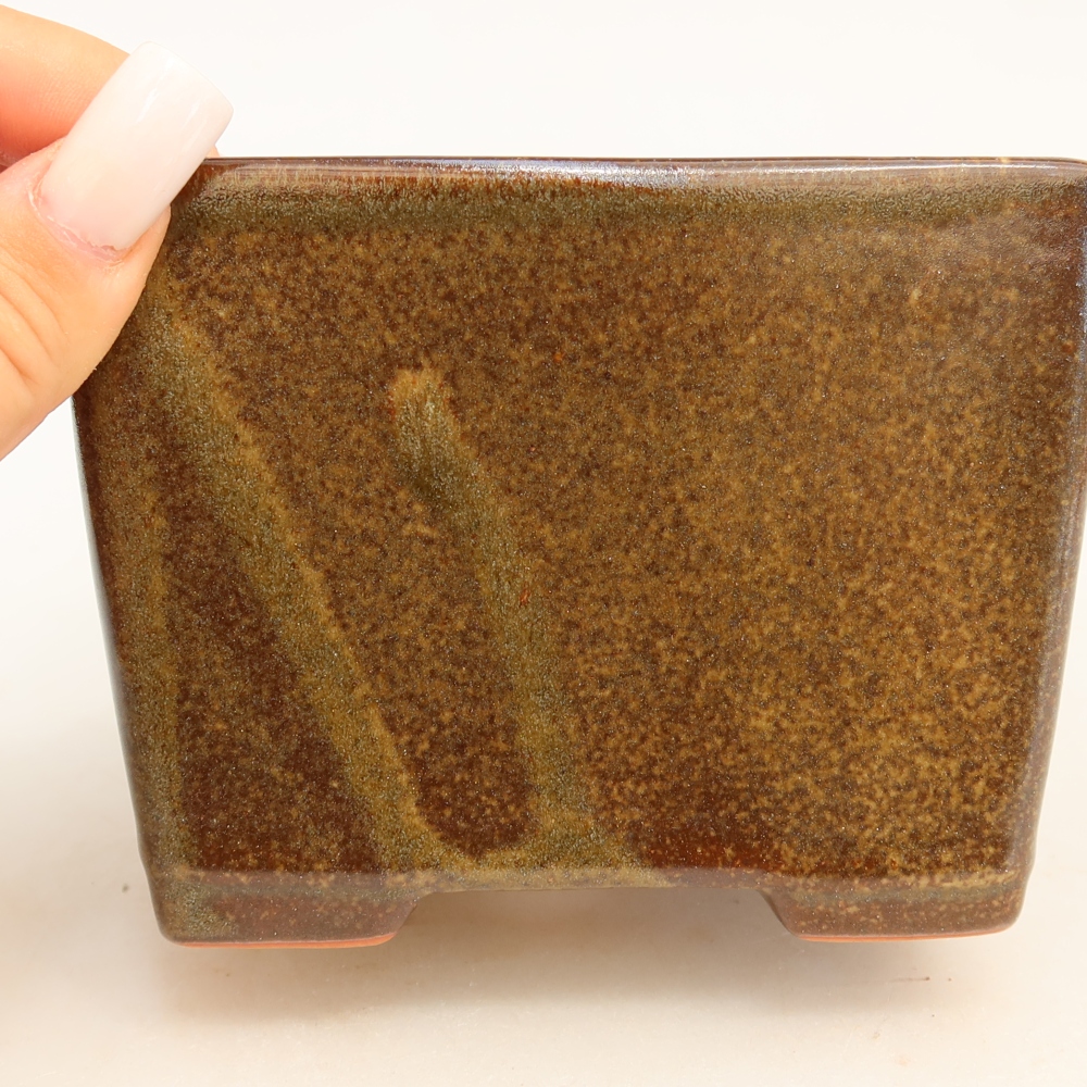 Keramická miska na bonsaje 12 x 12 x 9 cm, farba hnedá
