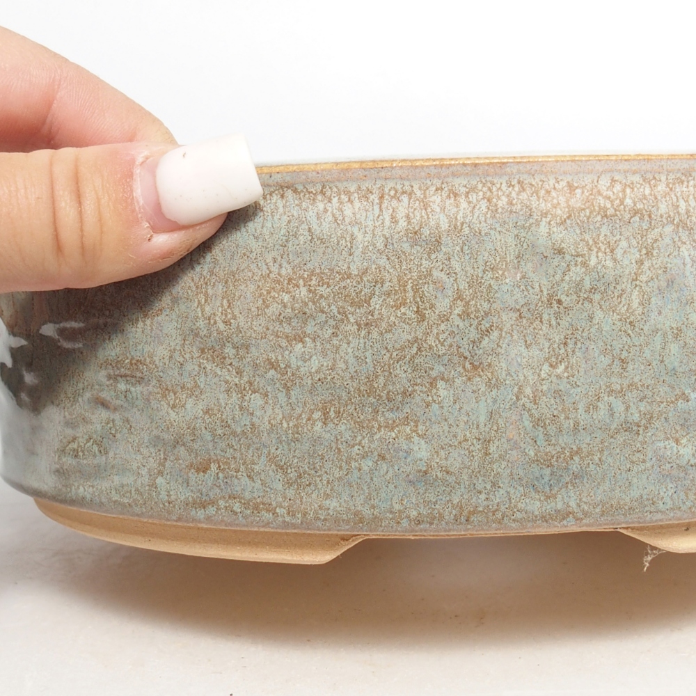 Keramická miska na bonsaje 20,5 x 20,5 x 6 cm, zelená
