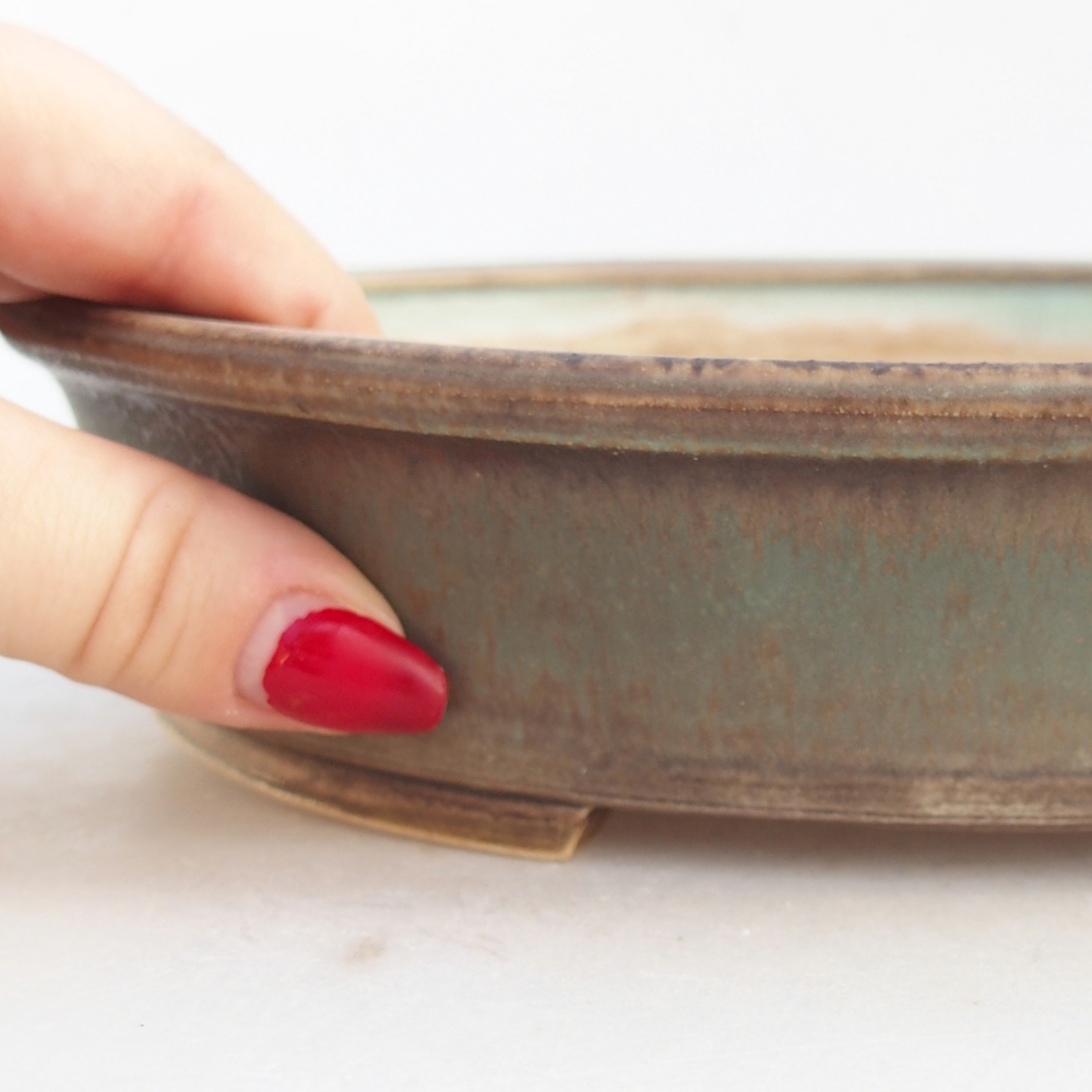 Keramická bonsajová miska 25 x 20 x 7,5 cm, zelená