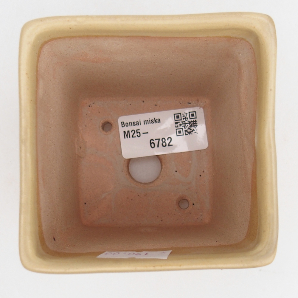 Keramická miska na bonsaje 7,5 x 7,5 x 10 cm, farba béžová