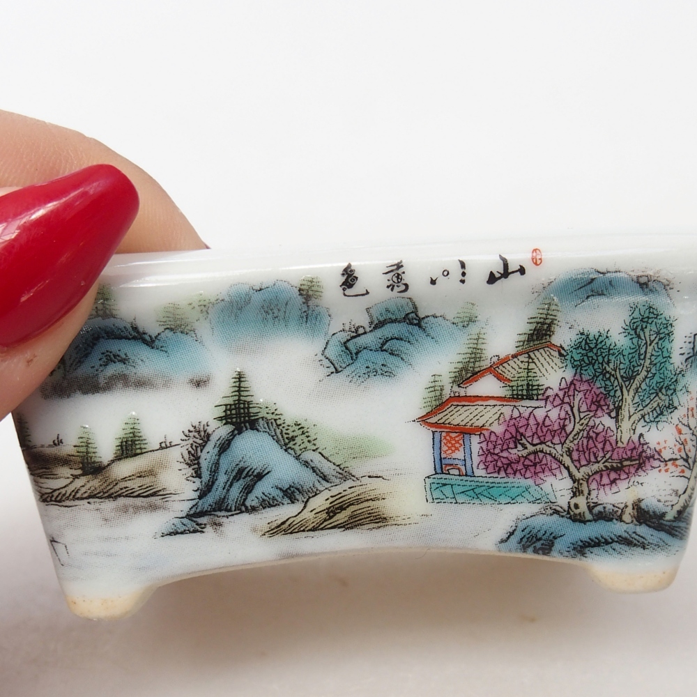 Mini bonsajová miska 8 x 6,5 x 3,5 cm, biela