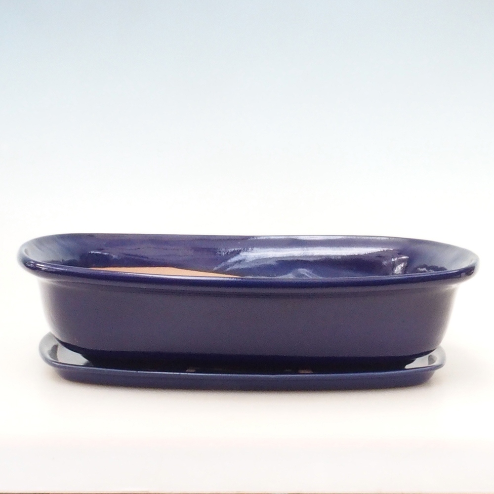 Bonsai miska + podmiska H10 – 37 x 28 x 9 cm. - modrá