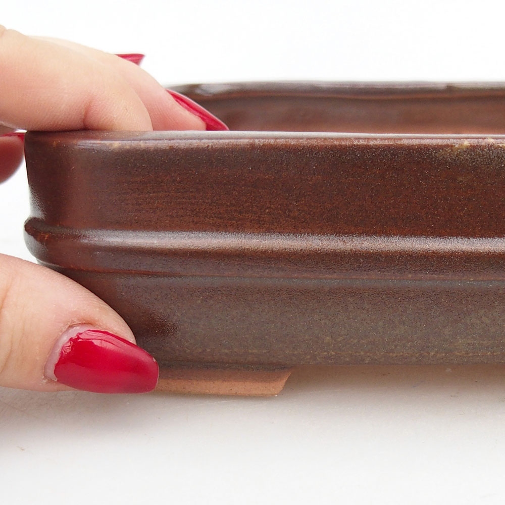 Keramická miska na bonsaje 14,5 x 12,5 x 4,5 cm, hnedá