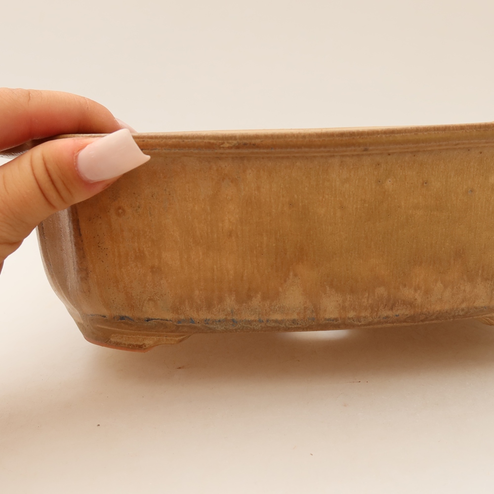 Keramická miska na bonsaje 24,5 x 21 x 7,5 cm, farba béžová