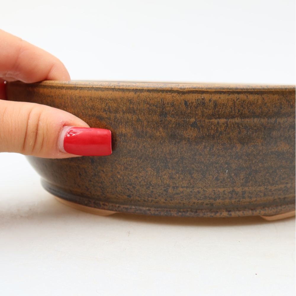 Keramická miska na bonsaje 19 x 19 x 6 cm, farba hnedá