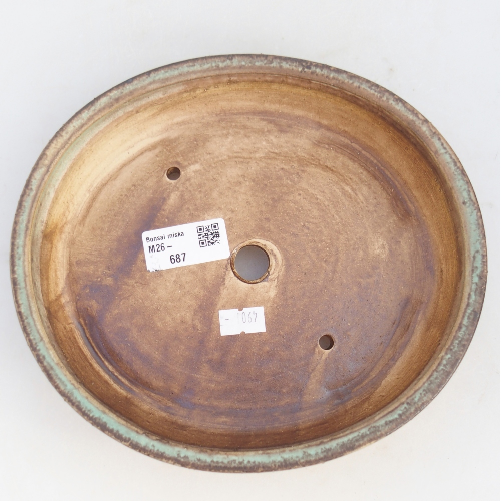 Keramická bonsajová miska 25 x 20 x 7,5 cm, zelená